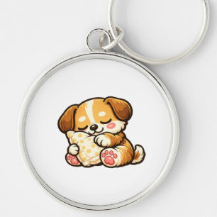 Porte-clés Joli chiot endormi avec un oreiller
