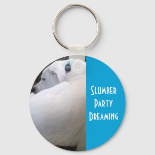 Porte-clés Joli Chubby White Sleeping Chien Chien Chien Stwoo