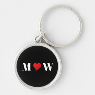 Porte-clés Joli coeur noir rouge coutume couple moderne monog