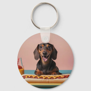Porte-clés Joli Dachshund Avec Chien Chaud