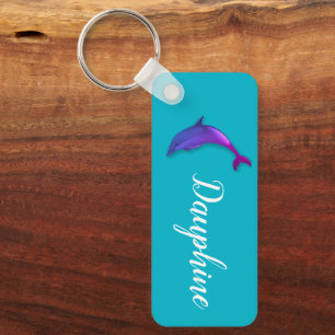 Porte-clés Joli dauphin violet - ajouter le nom