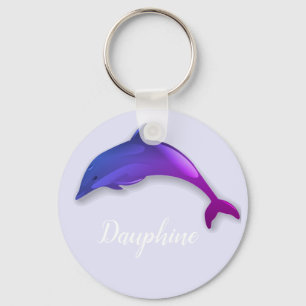 Porte-clés Joli dauphin violet en lavande - ajouter le nom