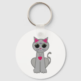 Porte-clés Joli drôle heureux chat gris