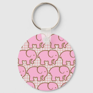 Porte-clés Joli éléphants roses sur Motif rose
