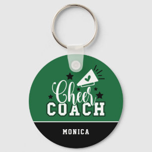 Porte-clés Joli entraîneur Cheer Personnalisé Vert et Noir