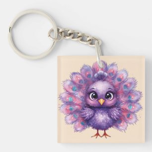 Porte-clés Joli Fantastique Paon Lilac fantaisiste 
