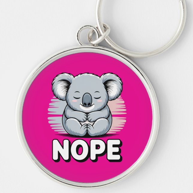 Porte-clés Joli koala endormi “Non” Dessin animé drôle (Devant)