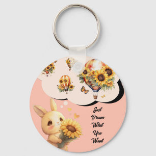 Porte-clés Joli lapin avec Porte - clé tournesol