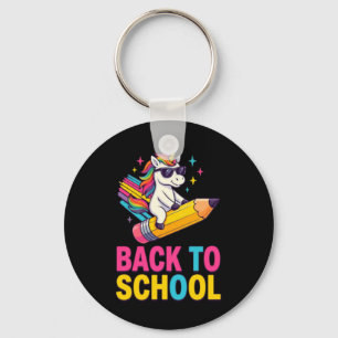 Porte-clés Joli licorne retour à l'école premier jour d'école
