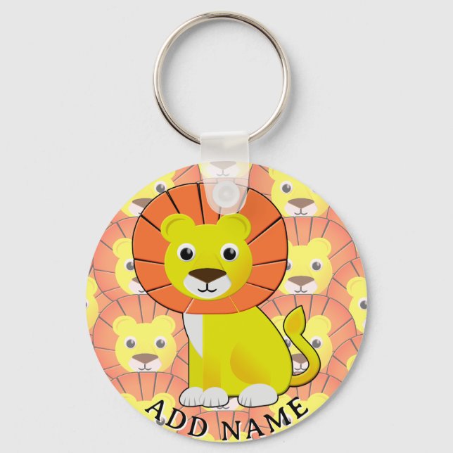 Porte-clés Joli Lion Bébé sur tout le Motif d'impression (Recto)