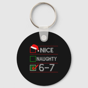 Porte-clés Joli Méchant 6 7 Mème 67 Noël Six Sept Sueurs