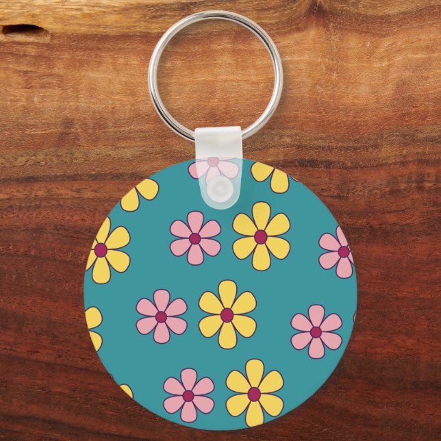 Porte-clés Joli motif de grandes fleurs (Recto)