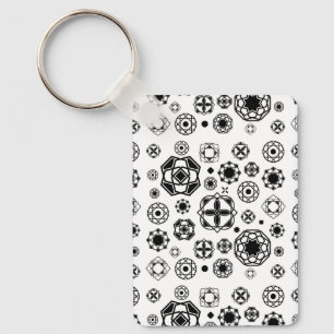Porte-clés Joli motif décoratif arabesque noir blanc