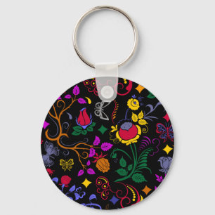 Porte-clés Joli motif floral coloré