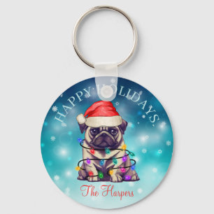 Porte-clés Joli Noël Souhaitez Joyeuses Vacances Chien Animau