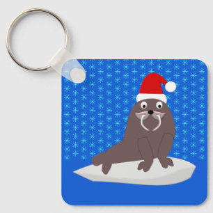 Porte-clés Joli Noël Walrus et Snowflakes Custom