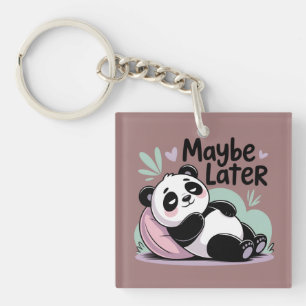 Porte-clés Joli Panda Paresseux – “Peut-être Plus Tard” Panda
