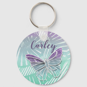 Porte-clés Joli Pastel Aquarelle Papillon Personnalisé