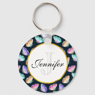 Porte-clés Joli Pastel Motif d'aquarelle papillon