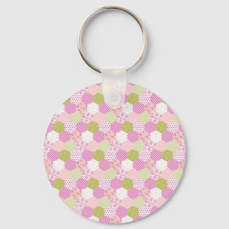 Porte-clés Joli Pastel Rose Vert Patchwork Design Quilt