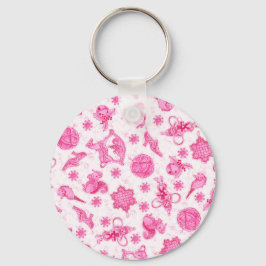 Porte-clés Joli Pink Chic Ditsy Ornement de Noël
