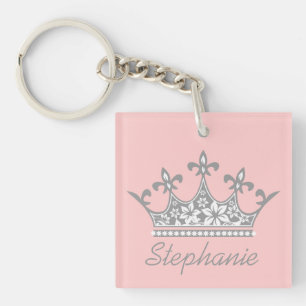Porte-clés Joli Porte - clé Couronne rose et gris