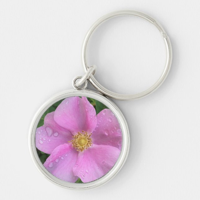 Porte-clés Joli rose Fleur Photo Rafraîchissant Raindrop Péta (Devant)