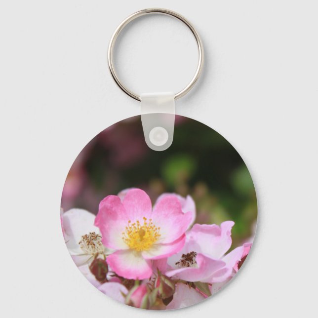 Porte-clés joli rose fleur rose sauvage pour dames (Recto)