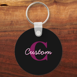 Porte-clés Joli script de monogramme personnalisable rose et