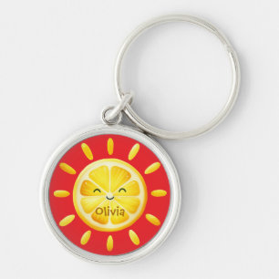 Porte-clés Joli Soleil Citron et Rayons de Soleil