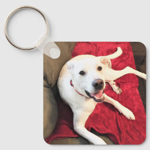 Porte-clés Joli sourire blanc Chien Chien Chien Rouge
