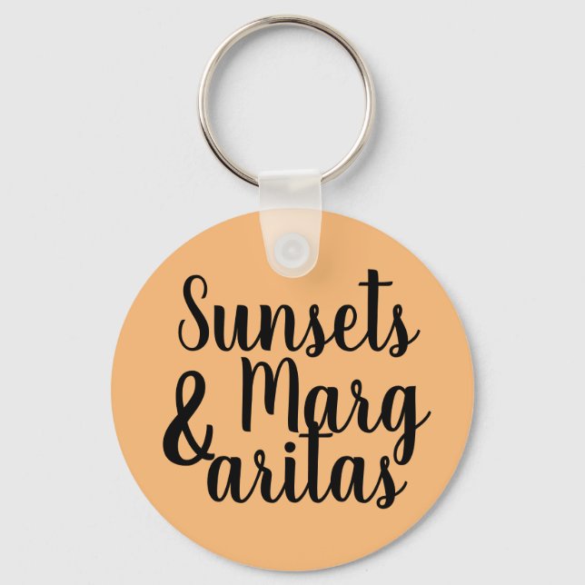 Porte-clés joli SUNSETS & MARGARITAS lettrage | (Recto)