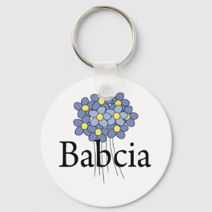 Porte-clés Joli T-shirt Babcia Fleur Bleue