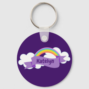 Porte-clés Joli violet arc-en-ciel Monogramme Girl