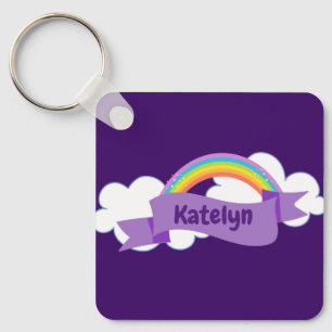 Porte-clés Joli Violet arc-en-ciel Personnalisé Fille