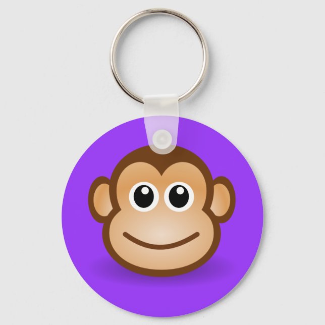 Porte-clés Joli visage de singe en caricature (Recto)