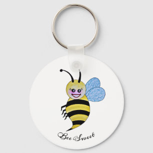 Porte-clés Jolie Abeille Aquarelle Avec Un Bon Sourire