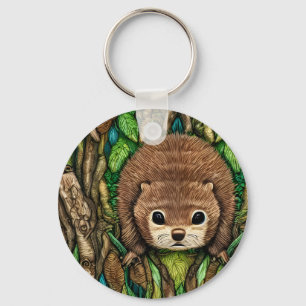 Porte-clés Jolie adorable petit bébé castor
