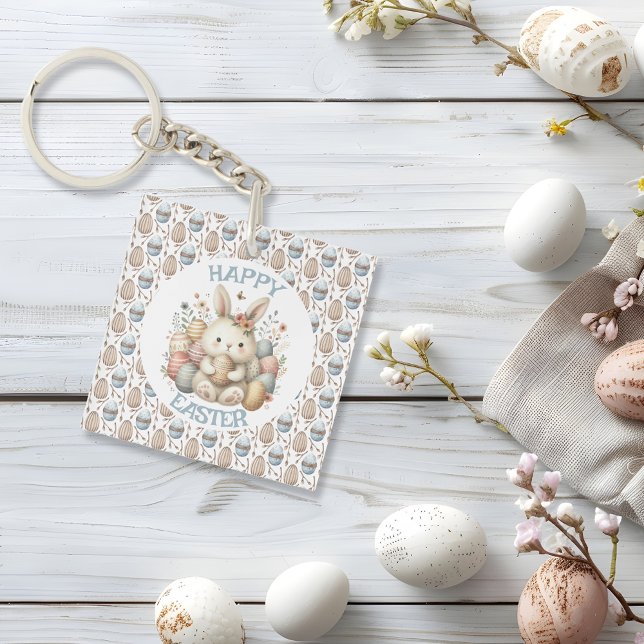 Porte-clés Jolie aquarelle Lapin Pâques (Cute watercolor Bunny Easter Key Ring)