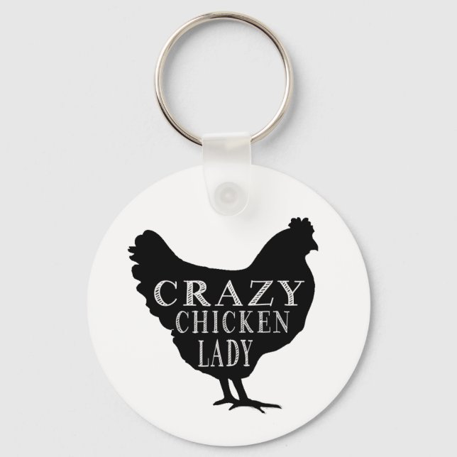 Porte-clés Jolie dame folle de poulet (Recto)