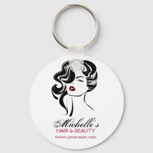 Porte-clés Jolie fille avec cheveux ondulés Icône maquillage