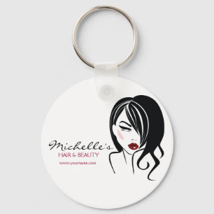 Porte-clés Jolie fille avec cheveux ondulés Icône maquillage