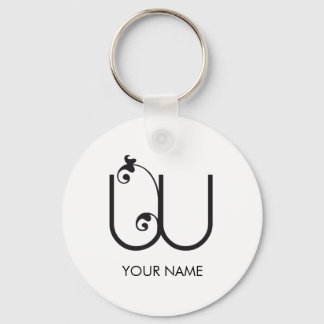 PORTE-CLÉS JOLIE FLEUR MONOGRAMME LETTRE W BLANC