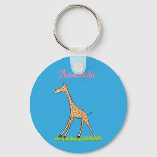 Porte-clés Jolie girafe avec dessin animé de papillon