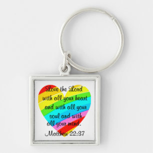 PORTE-CLÉS JOLIE MATTHEW 22:37 LOVE HEART DESIGN