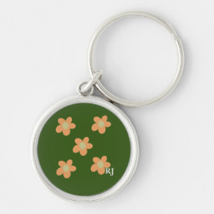 Porte-clés Jolie Orange Fleurs Joyeuses +Olive Initial Person