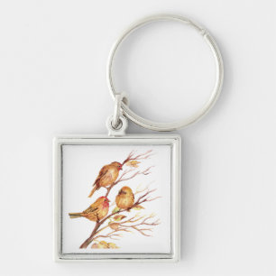 Porte-clés Jolie petite aquarelle Bruant Jardin Oiseaux
