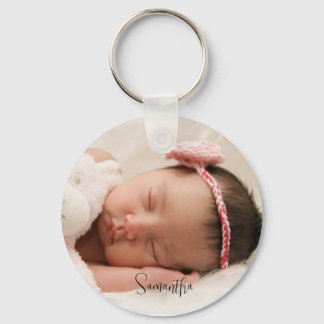 Porte-clés Jolie photo bébé et script de nom