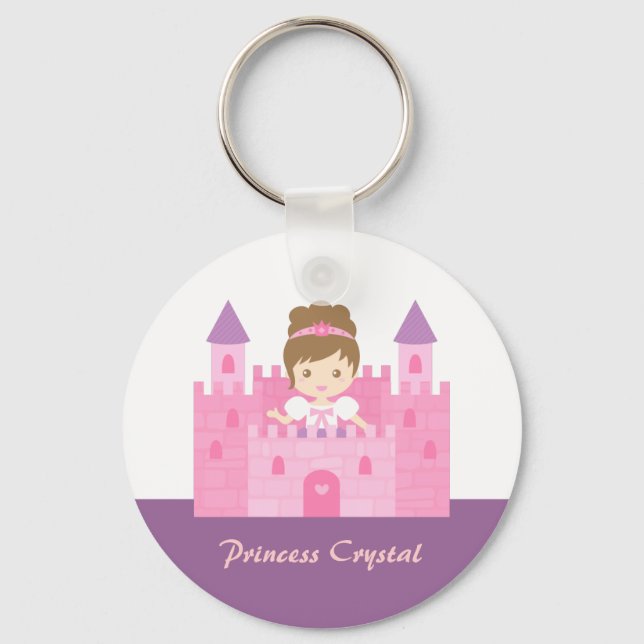Porte-clés Jolie Princesse fille dans Pink Castle Fairytale (Recto)