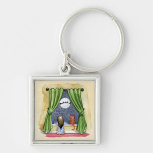 Porte-clés Jolie réveillon de Noël Enfant & Chat Kitty Aquare